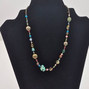 Boho Beaded Necklace‎ 16-19" Colorful Statement Jewelry Faux Turquoise Layering